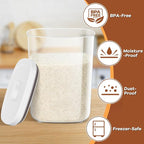 Airtight Rice Container 20 Lbs, Clear PET Plastic Food Storage Container Bin For Flour Sugar, Dry Food Holder with Easy Locking Lid for Kitchen Pantry Organization and Storage