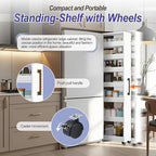 7-Tier Slim Storage Cart, Wooden Rolling Pantry Cabinet with Wheels, Narrow Shelf Organizer for Kitchen, Bakers Rack, Dining Room, Closet, Small Spaces Dark Walnut 47.2" H*9.8" W*16.9" D