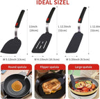 Kitchen Cooking Utensils Large Silicone Spatulas Turner Heat Resistant 3-Pack Set For Nonstick Cookware,BPA-Free Rubber Thin Slotted Flexible Flipper Spatula for Egg,Pancake,Fish,Cookie,Steak