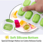 Silicone Ice Cube Tray, Jrisbo 4 Pack Easy-Release & Flexible 14-Ice Cube Trays with Spill-Resistant Removable Lid, Stackable Ice Trays with Covers for Freezer, Cocktail (Green)