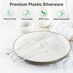 360 Count Extra Heavy Duty Clear Plastic Forks and Spoons, 180 Forks & 180 Spoons, Heat Resistant, Disposable Plastic Silverware Set