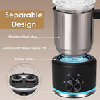 Milk Frother, 16.9 OZ Milk Frother and Steamer, 4 in 1 Electric Milk Frother Dishwasher Safe Durable Silent Frother for Coffee Hot and Cold Foam Maker (Black Stainless)