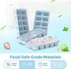 DOQAUS Ice Cube Trays 4 Pack, 40 pcs Silicone Ice Cubes Tray Maker with Spill-Resistant Removable Lid, Easy Release & Pop out, LFGB and BPA Free, Stackable Flexible, for Soup, Food, Cocktail, Coffee