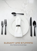 Black Silverware Set, 45-Piece Flatware Set Service for 8, Durable Stainless Steel, Mirror Polished Tableware Eating Cutlery Set, Kitchen Utensils Set with Steak Knives, Dishwasher Safe