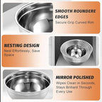BEWOS 21 Pcs Mixing Bowls with Airtight Lids - 7 Stainless Steel Bowls, 3 Graters, 11 Practical Kitchen Accessories, Dishwasher Safe, Ideal for Baking, Meal Prep & On-the-Go, Easy to Store