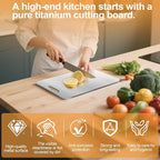 100% Pure Titanium Cutting Boards for Kitchen, Titanium Cutting Board Set of 3, 2025 New Food-Grade Chopping Board for Easy to Clean and Will Not Absorb Odors