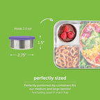 LunchBots 2.5 oz Stainless Steel Dressing Container for Condiments, Dips, Snacks, Dipping Sauce Cups with Silicone Lid, Fits in Lunch Bags and Bento Boxes - Set of 2 (Blue)