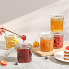 ComSaf 8oz Small Airtight Glass Jars Set of 12 with Lid Food Storage Jar Round, Mini Storage Container with Clear Preserving Seal Wire Clip Fastening for Kitchen Canning, Jam, Spice, Honey, Mason Jars