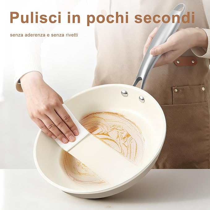 8.5 Inch and 10.25 inch Ceramic Nonstick Frying Pan Skillet - PFAS-Free, Non-Toxic, Oven Safe & Induction Ready, Aluminum Cookware with Stainless Steel Handle