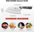 MAD SHARK 7 Inch Meat Cleaver Knife, German Stainless Steel Professional Vegetable Knife, Stainless Steel with Beautiful Pakkawood Handle, Heavy Duty Blade for Chef, Home Kitchen and Restaurant