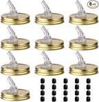 Mason Jar Pour Spouts. free flow Mason Jar Pour Spouts, mason jar for spout regular mouth size 70mm dispenser germination cover. Suitable for any liquid. LeakProof 10Pack + 20 Black Lid Caps (10