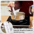 Photect 1 Pcs Candy Thermometer with Pot Clip 8" Deep Fry Oil Thermometer Instant Read Cooking Food Thermometers Sugar Syrup Jam Jelly Oil Candy Temperature Kitchen Accessories for Home Cooking