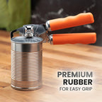 Zulay Kitchen Heavy Duty Stainless Steel Can Opener Manual with Bottle Opener - Rust Proof Manual Can Opener With Turn Knob & Comfy Soft Grip Handles - Orange