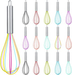 Domensi 16 Pcs 10 Inch Whisks Bulk for Cooking Silicone Whisks Non Scratch Stainless Steel Hand Coated Metal Heat Resistant Egg Beaters for Classroom Cook Party Favor Gift Supplies