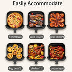 AK Air Fryer 10L Large Capacity Digital Touchscreen – Family Size Oil-Free Hot Air Fryer with 1400W Power, 360° Surround Heating, Healthy Low-Fat Cooking Appliance, ABS+PP+Stainless Steel Body