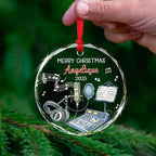 Recording Vocals Instrument Xmas Glass Ornament, Personalized Musical Instrument Christmas Ornament Gifts for Singer Vocalist, Custom Text & Name Singer Recording Vocals Glass Ornament Christmas 2025