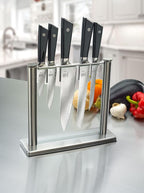 Mercer Culinary Premium Grade Super Steel 6-Piece Knife Set with Glass Block Stand, G10 Handles
