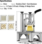 VEVOR Commercial French Fry Cutter with 4 Replacement Blades, 1/4" and 3/8" Blade Easy Dicer Chopper, 6-wedge Slicer and 6-wedge Apple Corer, Lemon Potato Cutter for French Fries with Extended Handle