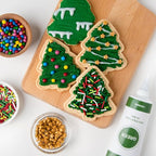 Sweets Indeed Christmas Tree Cookie Decorating Kit | 8 Pre-Baked Tree Cookies with Green & White Frosting and Sprinkles | Holiday Cookie Decorating Set for Kids, Families & Parties – 13.89 oz
