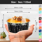 EUSOAR Disposable Ramekins with Lids, 400pcs 5oz Aluminum Foil Cupcake Liners Ramekins Cups for Baking, Dessert Cups Aluminum Cheesecake Pan Creme Brulee Baking Cups for Oven-Black Meteor Shower