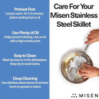 Misen 5-Ply Stainless Steel 10" Frying Pan - Professional Cookware for Induction, Gas and Electric - Dishwasher Safe, Oven Safe to 800°F - Durable, Versatile, Even Heating