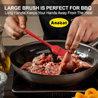 Anaeat High Heat Resistant Silicone Basting Pastry Brush Set of 2- Hygienic One-Pieces Design Spread Oil Butter for BBQ Grill Barbecue Baking Kitchen Cooking - BPA Free & Dishwasher Safe (10"+8.2")