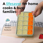 2 Tbsp Silicone Freezer Molds - Perfect for Storing Garlic, Herbs, Ginger, Pesto, Tomato Paste, Lemon Juice, Purees and More - Silicone Food Freezer Tray(Green 2 Pack)