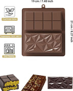 Silicone Chocolate Bar Mold, 1 Inch Deep, Large Candy Mould for Stuffed Bars and Fillings, 2 Pcs (brown02)