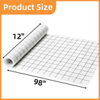 Silicone Baking Mat Roll, 12 In x 8 FT Non-Stick Grid Pastry Mat Free Cutting, Heat Resistant Food Grade Counter Mat, Air Fryer Liner for Pizza, biscuit, Pie Crust