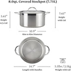 Hestan - ProBond Collection - Professional Clad Stainless Steel Stock Pot, Induction Cooktop Compatible, 8 Quart