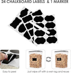 Airtight Food Storage Containers with Lids, Vtopmart 24 pcs Plastic Kitchen and Pantry Organization Canisters for Cereal, Dry Food, Flour and Sugar, BPA Free, Includes 24 Labels，Black