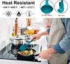 HOTEC BPA Free Heat Resistant Silicone Spatula Set Kitchen Utensils for Baking Cooking Mixing Non Stick Cookware Food Grade Dishwasher Safe (Multi-Color) Set of 9
