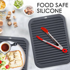 4 PCS Silicone Trivet for Hot Dishes, Silicone Hot Pads Trivets Mat for Hot Pots and Pans, Heat Resistant Hot Mats, Pot Holders, Tables Mats for Countertop, Jar Opener, Drying Mat (Dark Grey)