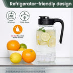 Mason Jar Pitcher - Airtight & Leakproof Glass Pitcher with Lid, Perfect for Breastmilk, Cold Brew, and Sun Tea, 2 Quart (64 oz) Mason Jar with Pour Spout Lid