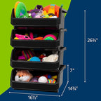 Plastic Containers for Organizing and Storage Bins for Closet, Kitchen, Office, Garage or Pantry Organization, Stackable Bins, Extra Large (14.8" x 16.5" x 7"), 4-Pack, Black