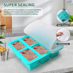 Silicone Freezer Tray With Lid - Soup Freezer Container molds - Large Ice Cube Tray- makes 12 perfect 1 cup portions cubes, 2-Pack Freezer Storage Food Soups & Meal Prep (Aqua 2 Pack)