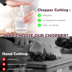Food Chopper Vegetable Cutter with Container Onion Veggie Garlic Nut Dicer Manual Hand, White