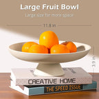 Large Decorative Bowl for Home Decor, Large Fruit Bowl for Kitchen Counter, Key Bowl for Entryway Table (Beige, Pedestal)