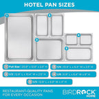 BIRDROCK HOME Stainless Steel Steam Table Pan - Hotel, Restaurant & Catering Supplies - 24 Gauge Steel, 2 qt Capacity - Meal Prep, Cooking, & Food Storage Container - 2.5" Depth, 1/4-Size (6 Pack)