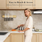 Magnetic Knife Holder for Wall, 24 Inch Extra Large Bamboo Knife Strip with Strong Magnetism, Space Saver Organizer for Farmhouse/Restaurant Kitchen, Housewarming Gifts