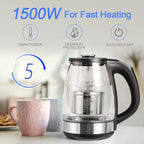 ShanSon Electric Kettle with Tea Infuser 1.7L Temperature Control Glass Electric Tea Kettle 1500W Fast Heating Water Boiler BPA Free Electric Teapot with 7 Presets Auto-Off & Boil-Dry Protection