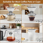 Mongdio Pour Over Coffee Dripper, Stainless Steel Coffee Dripper, Reusable Metal Coffee Filter, Double Mesh Design of Pour Over Coffee Maker, With Removable Base.1-4 Cups