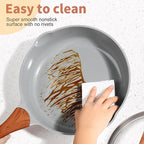 Nonstick Ceramic Frying Pan With Lid, 10 Inches Deep Frying Pan Non Stick Skillet With Pour Spout, Non Toxic Cookware for Stove, Induction, Gas, PB/CD/PFOA Free (White,10 Inches)