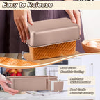 LIANYU Loaf Pans for Bread Baking, 9×5 Inch Stainless Steel Loaf Bread Tins, Non-Stick Baking Pans for Homemade Banana Sandwich Sourdough, Healthy & Sturdy, Set of 2, Rose Gold