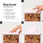VAKUEN Premium Airtight Food Storage Containers ROSE Square 1.48qt 2P/SET, Patented Double Silicone Lining, 100% Leak Proof, BPA-FREE