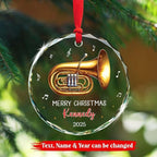 Tuba Lover Christmas Keepsake Gift, Personalized Tuba Musical Instrument Glass Ornament Gifts for Music Lovers, Instrument Player Ornament Christmas 2025, Custom Text & Name Tubarist Glass Ornaments