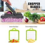 RüK 10-in-1 Vegetable Chopper – 6 Blade Veggie Chopper with Container, Food Dicer, Onion Cutter, Cheese Grater, Mandoline Slicer, Kitchen Gadgets & Home Essentials (Gray)