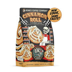 Bones Coffee Company Cinnamon Roll Flavored Coffee, Medium Roast Low Acid Arabica Beans Compatible with Auto drip and French Press Coffee Maker, 12 Oz Ground