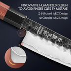 HEZHEN 5.5 Inches Santoku Knife, Three-layer Clad Steel, Professional small Japanese Chef Knife, Ultra Sharp Blade, Red Wood Octagonal Handle