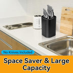 Ninonly Knife Block Without Knives 2 in 1 Universal Square Knife Holder for Kitchen with Scissors Slot Space Saving Detachable Kitchen Knife Storage